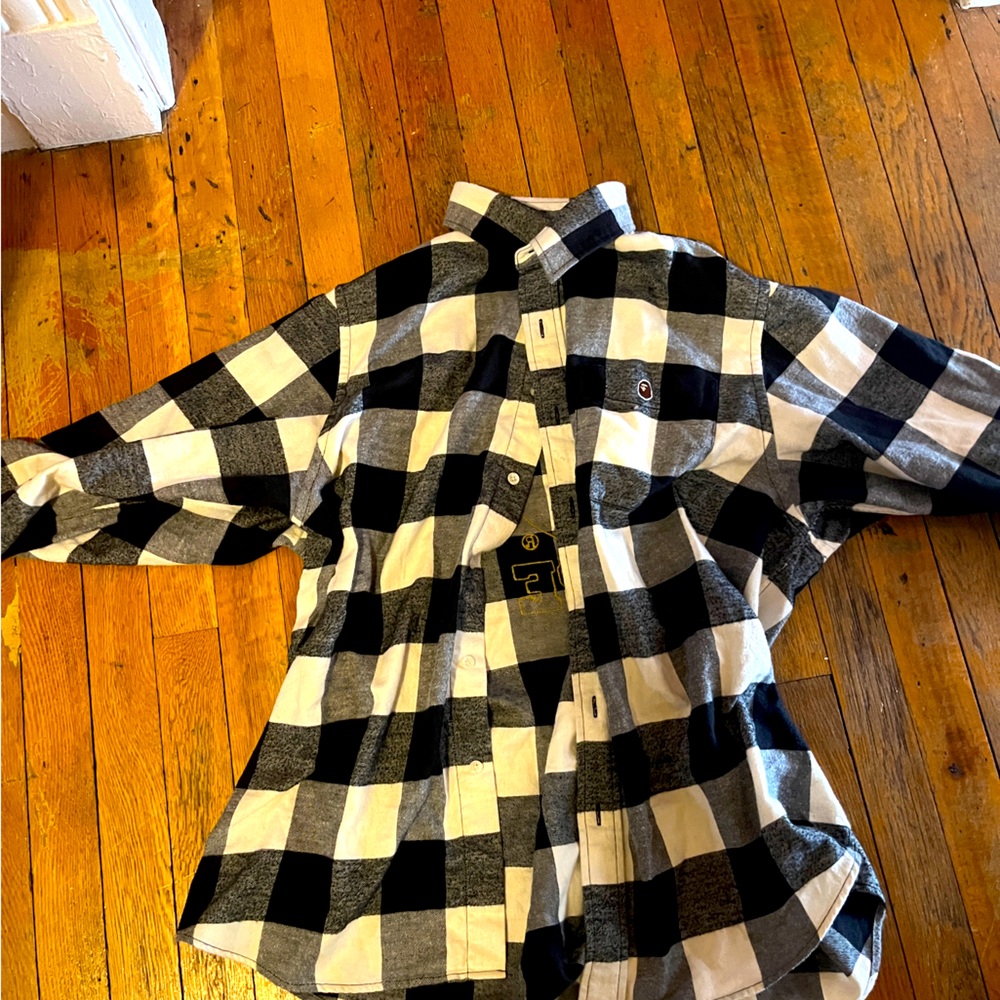 Bape Black and White Checkered Flannel Shirt